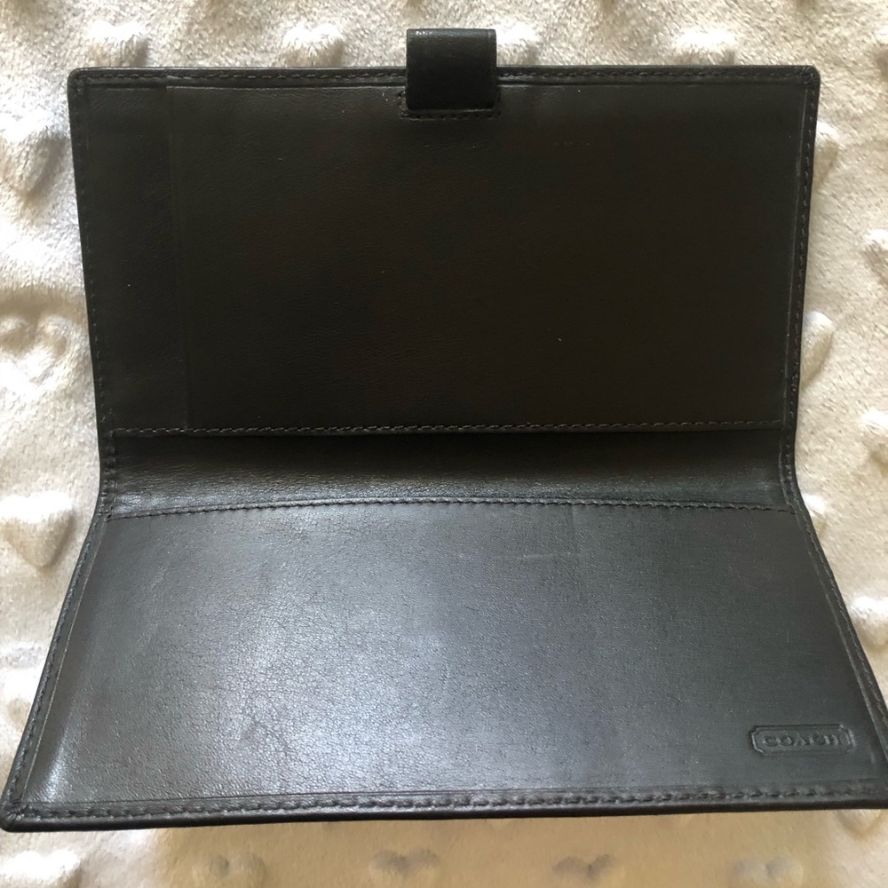 Coach Black and Gray Signature Jacquard Continental Checkbook - Picture 7 of 8